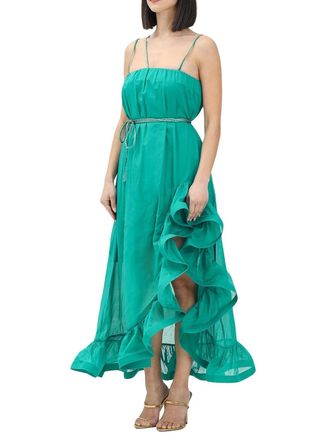Simona Corsellini Green Cotton Gauzed Long Dress
