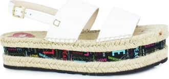 Love Moschino Platte Sandalen - Dames - Sandalen - Wit - 39 EU - Leer - Schoenen