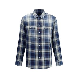 Dsquared2 Casual Shirts, male, Multicolor, Size: L Check Shirt with Patch Pockets