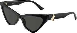 Jimmy Choo London Cat-Eye Zonnebril met Donkergrijze Lenzen - Dames - Zonnebrillen - Zwart - 55 MM - Accessoires