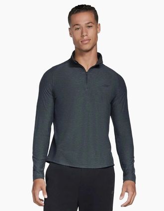 Skechers Mens Skechers GO DRI All Day Performance 1/4 Zip Polyester Mens Black Activewear T-Shirts - Size: 40