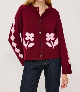 Rails Maive Cardigan In Garnet Daisy