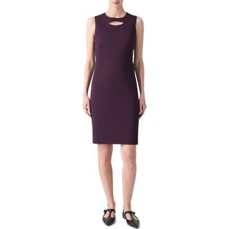 Akris Keyhole Cutout Sleeveless Jersey Sheath Dress in Blackberry at Nordstrom, Size 16