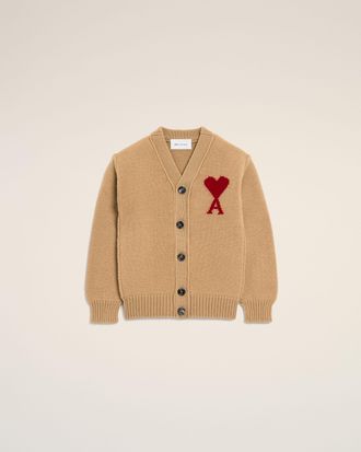 Ami Ami Paris - Brown wool cardigan with Ami de Coeur Brown - Size: 10 ans - Unisex