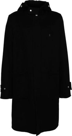 Givenchy Single-Breasted Coats, male, Black, L, Black Wool-Cashmere Blend Hooded Coat