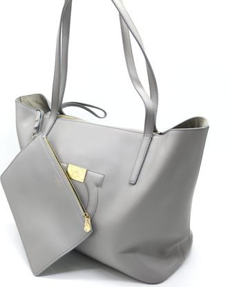 Ferragamo Gancio City Light Grey Leather Tote Womens Bag (Pre-Owned)