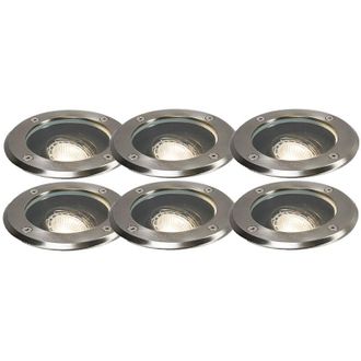 QAZQA Moderno Set De 6 Focos De Exterior Modernos De Acero Inoxidable Ip65 Regulables - Delux /vidrio /pl&aacute;stico Redonda Adecuado Para Led Max. 1 X 50 Watt -