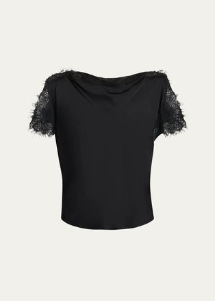 A.L.C. Luna Lace-Trim Satin Top