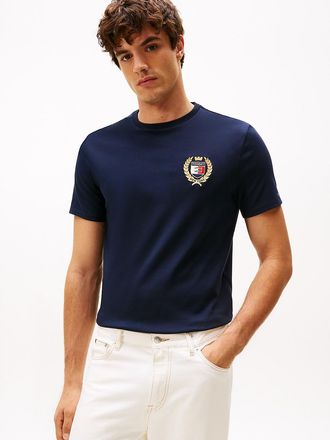 Tommy Hilfiger Mens Laurel Leaf Cotton Interlock T-Shirt - Navy - XS