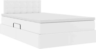 vidaXL Bed with Mattress with LED Pure White 120 x 200 cm Faux Leather vidaXL