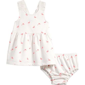 Splendid Flamingo Fun Cotton Blend Dress with Bloomers in Flamingo Print at Nordstrom, Size 12-18M