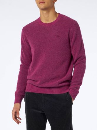 MC2 Saint Barth Man Fuchsia Stretch Wool Sweater With St. Barth Embroidery