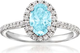 Grown Brilliance 1 1/3 Carat Round Lab Grown Diamond Engagement Ring in 14K White Gold, Side Stones, G Color, VS Clarity,Fine Jewelry for Women