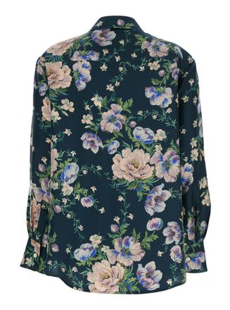 Mantero 1902 Ava Multicolor Shirt With Classic Collar And All-Over Floral Print In Silk Woman