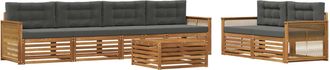 vidaXL Conjunto De Sof&aacute;s De Exterior 7 Uds. Natural Y Antracita Vidaxl