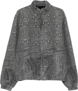 Daily Paper Clothing Snake Track Jacket - Heren - Bomber jackets - Grijs - M - Denim - Jassen