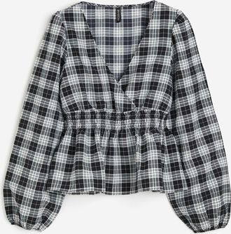 H&M Cr&ecirc;pe-Bluse mit Puff&auml;rmeln - Schwarz