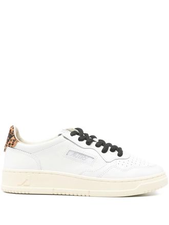 Autry Medalist leopard-panel lace-up sneakers - White