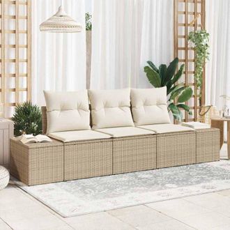 vidaXL Conjunto De Sof&aacute; De Jard&iacute;n 3 Pcs Beige Polirat&aacute;n Vidaxl