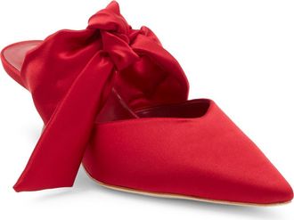 Reformation Milk Glass Pointed Toe Mule in Lipstick Satin at Nordstrom Rack, Size 6.5