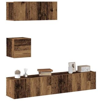Berkfield Home 4 Piece TV Cabinet Set Wall-mounted Old Wood Engineered Wood in Brown
