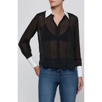 L'agence Sona Polka Dot Shirt in Black/white Polka Dot at Nordstrom, Size X-Large