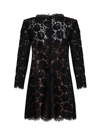 Self Portrait Womens Lace Mini Dress Long-Sleeved Black Polyamide