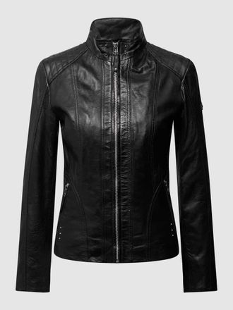 Cabrini Lederjacke mit variablem Stehkragen in Black, Größe 38