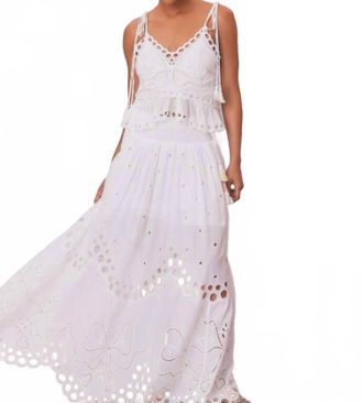 LoveShackFancy Cassaro Eyelet Cotton Maxi Skirt In White