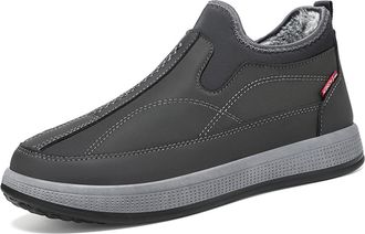 Generic Mens Velvet High Top Flat Sole Winter Boots Warm Non Slip Outdoor Casual Walking Ankle Shoes for Cold Weather Comfort (Grey, 7.5)