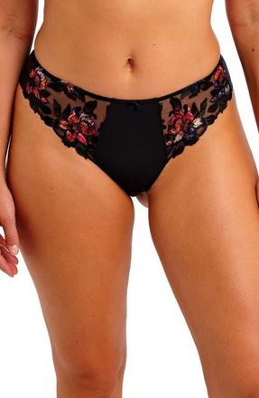Fantasie Magdalena Lace Trim Thong in Noir at Nordstrom, Size X-Large