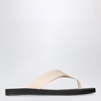 The Row Ginza calfskin leather thong sandal in ivory/black
