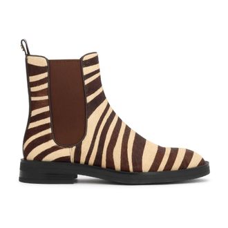 Kazar Schoenen, Dames, Bruin, 35 EU, Leer, Kazar Chelsea boots van zebraprint haar-op leer in beige- en bruintinten