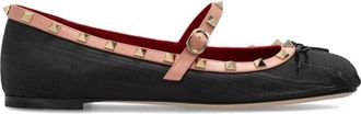 Valentino Garavani Mary Jane Band Ballerinas - Dames - Ballerinas - Zwart - 39 EU - Leer - Schoenen