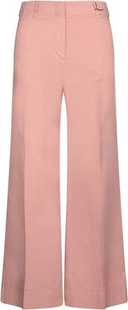 Incotex Roze Wijde Pijp Katoenen Poplin Broek - Dames - Wijde Broeken - Roze - XL - Katoen - Broeken