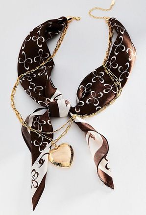 Maeve Logo Silk Scarf Necklace