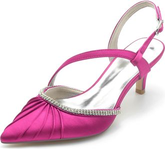 Minitoo Womens Dress Shoes for Wedding Guest Slingback Closed Toe Evening Pumps Mules BR036 Rose UK 8.5