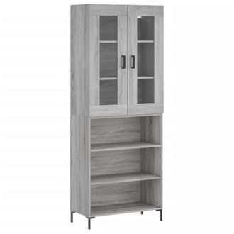 vidaXL Vidaxl - Aparador Alto Madera Contrachapada Gris Sonoma 69,5x34x180 Cm