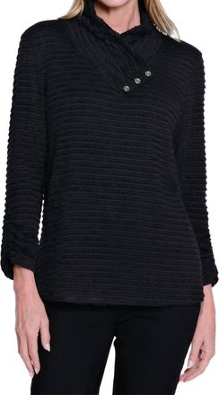 Multiples Faux Fur Shirred Top In Black
