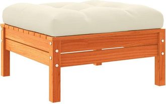 vidaXL Taburete De Jard&iacute;n Con Coj&iacute;n Madera Maciza De Pino Marr&oacute;n Cera Vidaxl