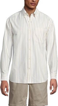 Lands End Relaxed Sail Rigger Oxford Shirt in Desert Tan/white Stripe at Nordstrom, Size X-Large