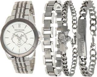 True Religion Two-Tone Buddha Bracelet Watch, 44.5mm & Assorted Bracelets Set in Two Tone at Nordstrom Rack