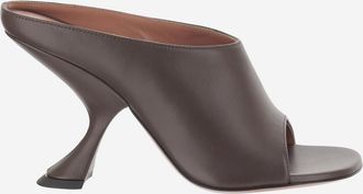 Amina Muaddi Coffee Brown Open Toe Heels