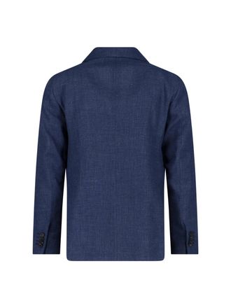Tagliatore Double-Breasted Linen Blazer - Blue