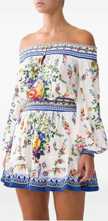 Camilla Tiles Dars off-shoulder mini-jurk - Wit