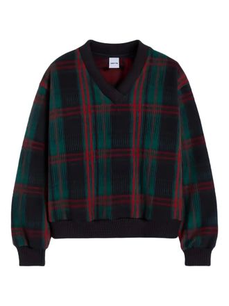 Aspesi V-neck plaid sweater - women - Wool - S - Blue