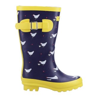 Cotswold Dames/Dames Farmyard Chicken Mid Calf Wellington Boots (Marine / geel)