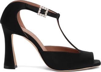 Malone Souliers 90 mm Nomi verfraaide sandalen met hak en T-bandje - Zwart