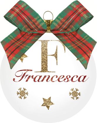 KASANOVA Pallina di Natale con nome Francesca, 10 cm in vetro