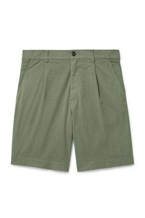 Canali Slim-Fit Straight-Leg Pleated Stretch-Cotton Shorts